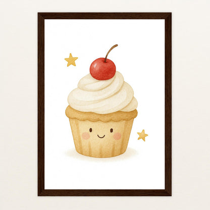 Süßes: Cupcake Poster mit Holzrahmen von tinylearner