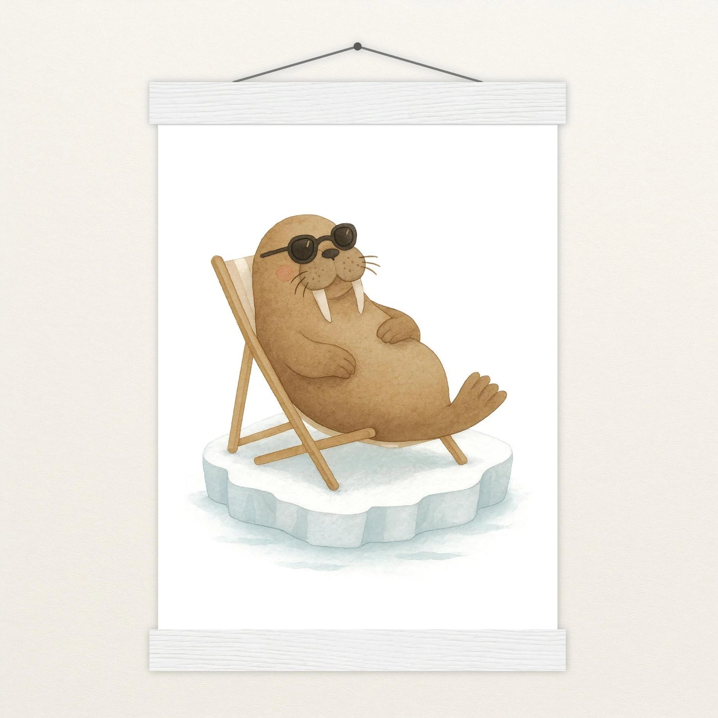 Wally das Walross - Motiv: "Liegestuhl" Poster mit Leisten von tinylearner