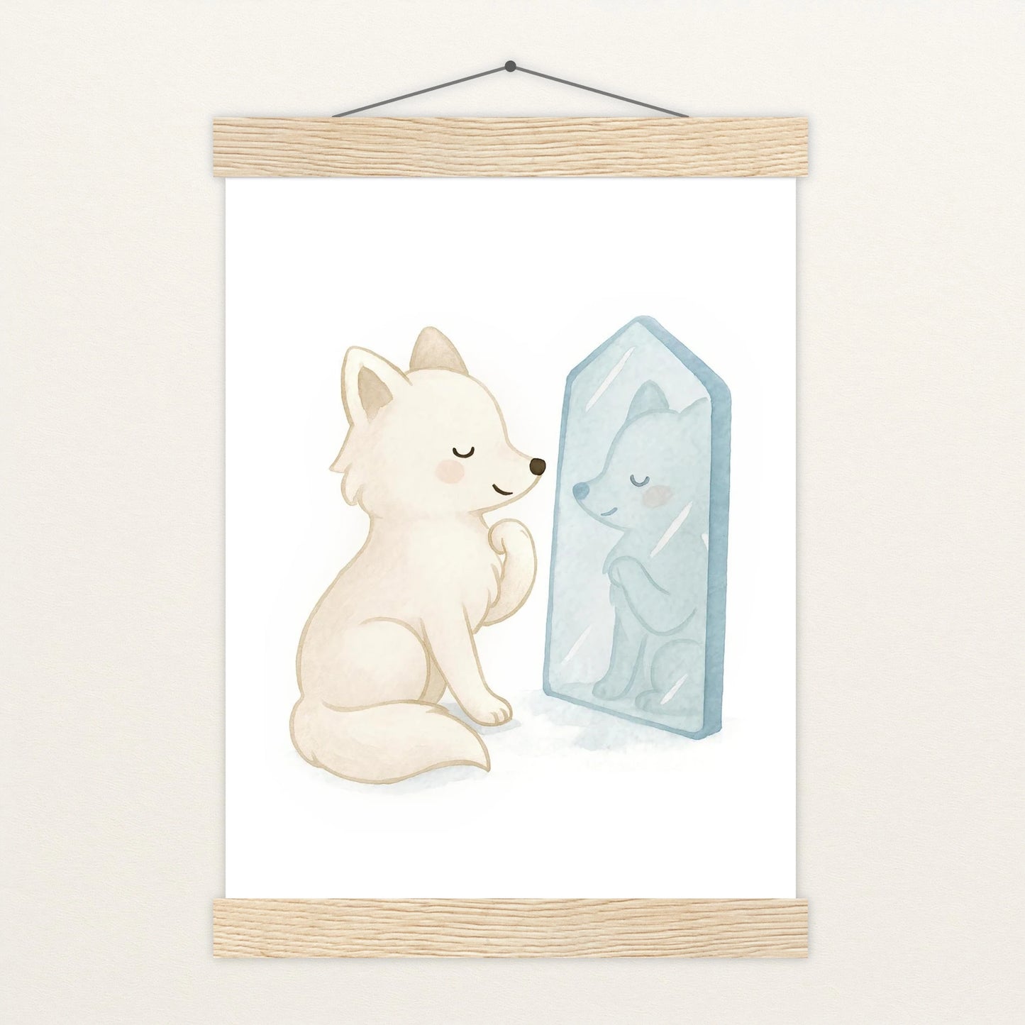 Pino der Polarfuchs - Motiv: "Spiegel" Poster mit Leisten von tinylearner
