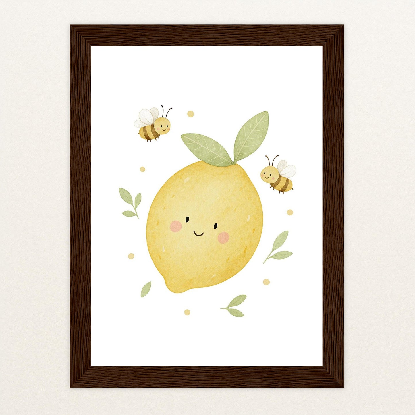 Obst: Zitrone Poster mit Holzrahmen von tinylearner