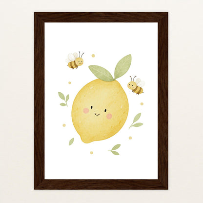 Obst: Zitrone Poster mit Holzrahmen von tinylearner