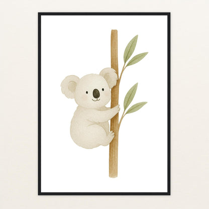 Kori der Koala Poster mit Holzrahmen von tinylearner