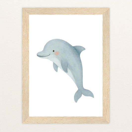 Dora der Delfin Poster mit Holzrahmen von tinylearner