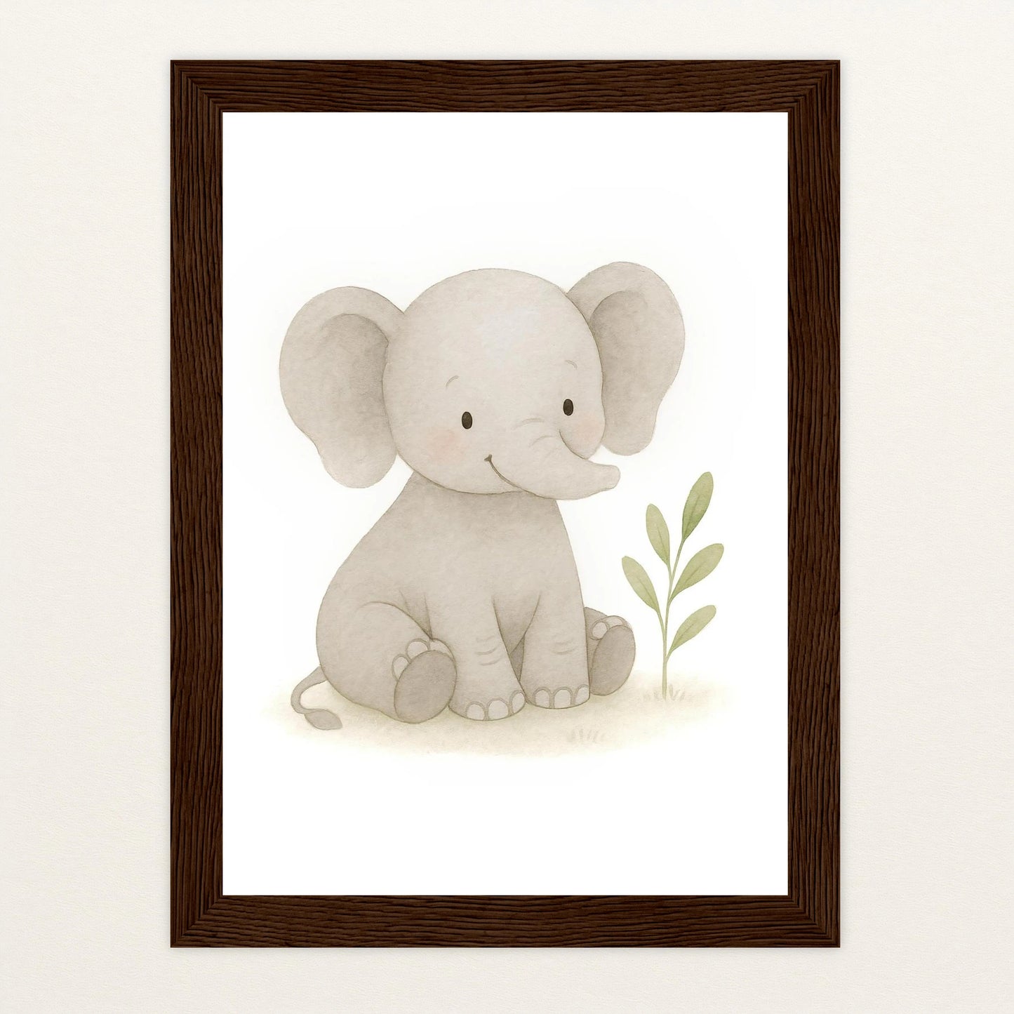 Emil der Elefant Poster mit Holzrahmen von tinylearner