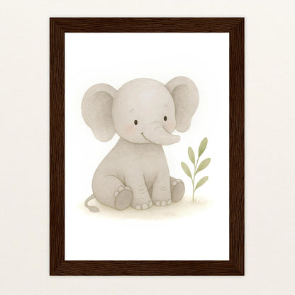 Emil der Elefant Poster mit Holzrahmen von tinylearner