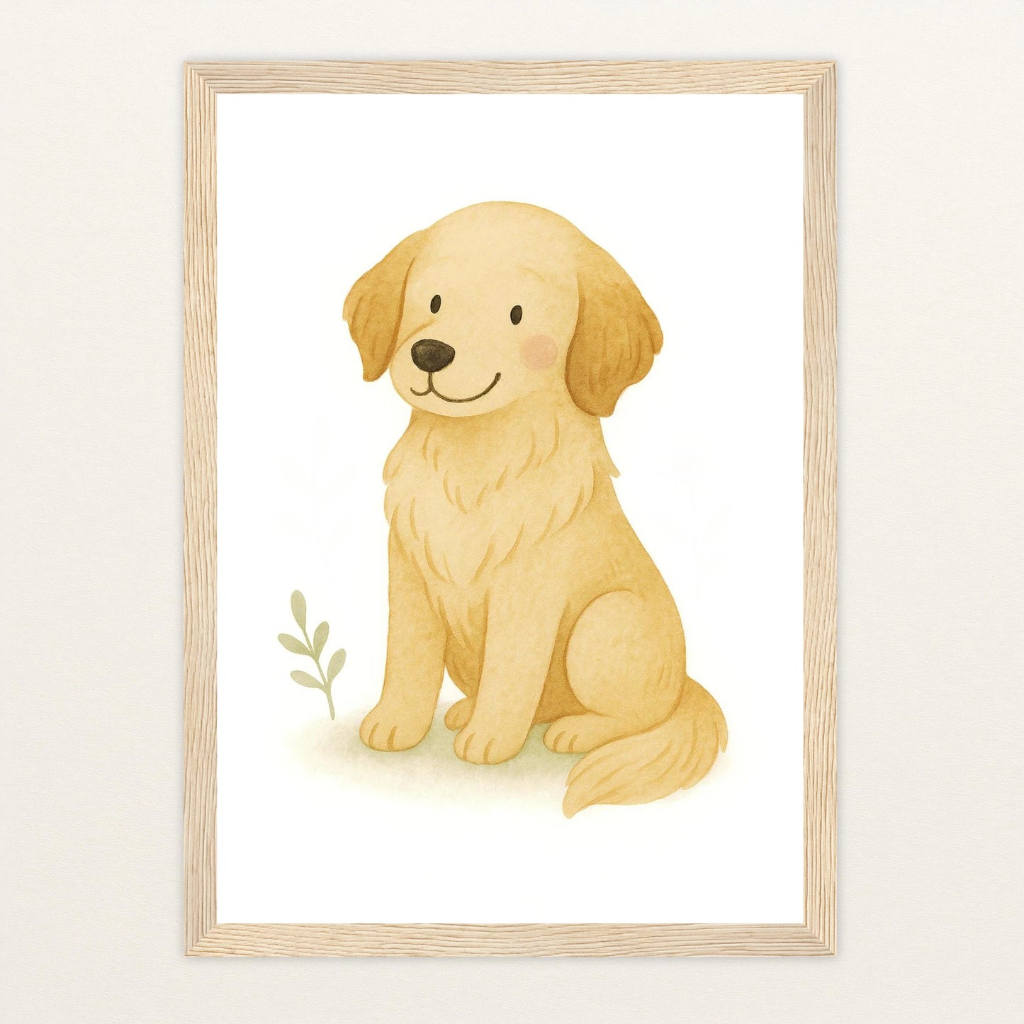 Hugo der Hund Poster mit Holzrahmen von tinylearner