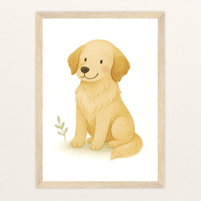 Hugo der Hund Poster mit Holzrahmen von tinylearner