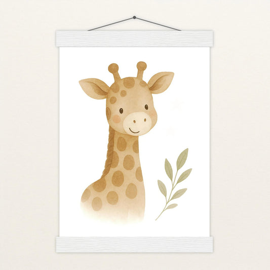 Greta die Giraffe Poster mit Leisten von tinylearner