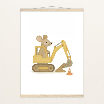 Mimi die Maus - Motiv: "Bagger" Poster mit Leisten von tinylearner