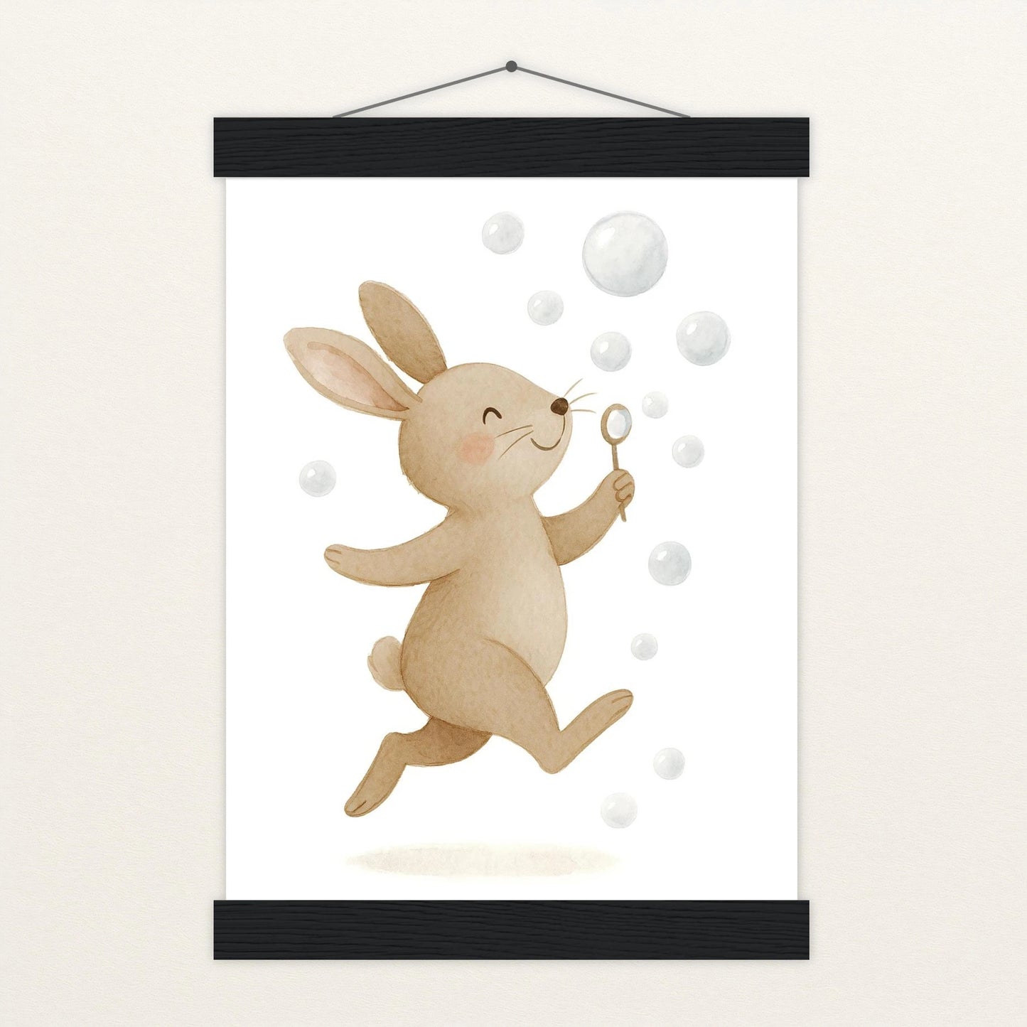 Holly der Hase - Motiv: "Seifenblasen" Poster mit Leisten von tinylearner