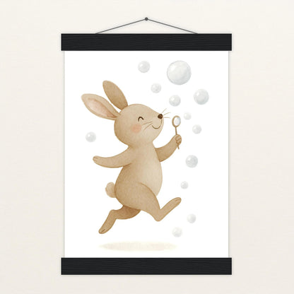 Holly der Hase - Motiv: "Seifenblasen" Poster mit Leisten von tinylearner