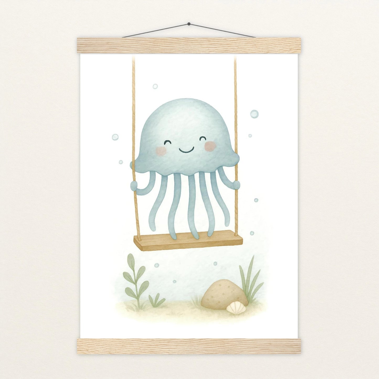 Quinn die Qualle - Motiv: "Schaukel" Poster mit Leisten von tinylearner