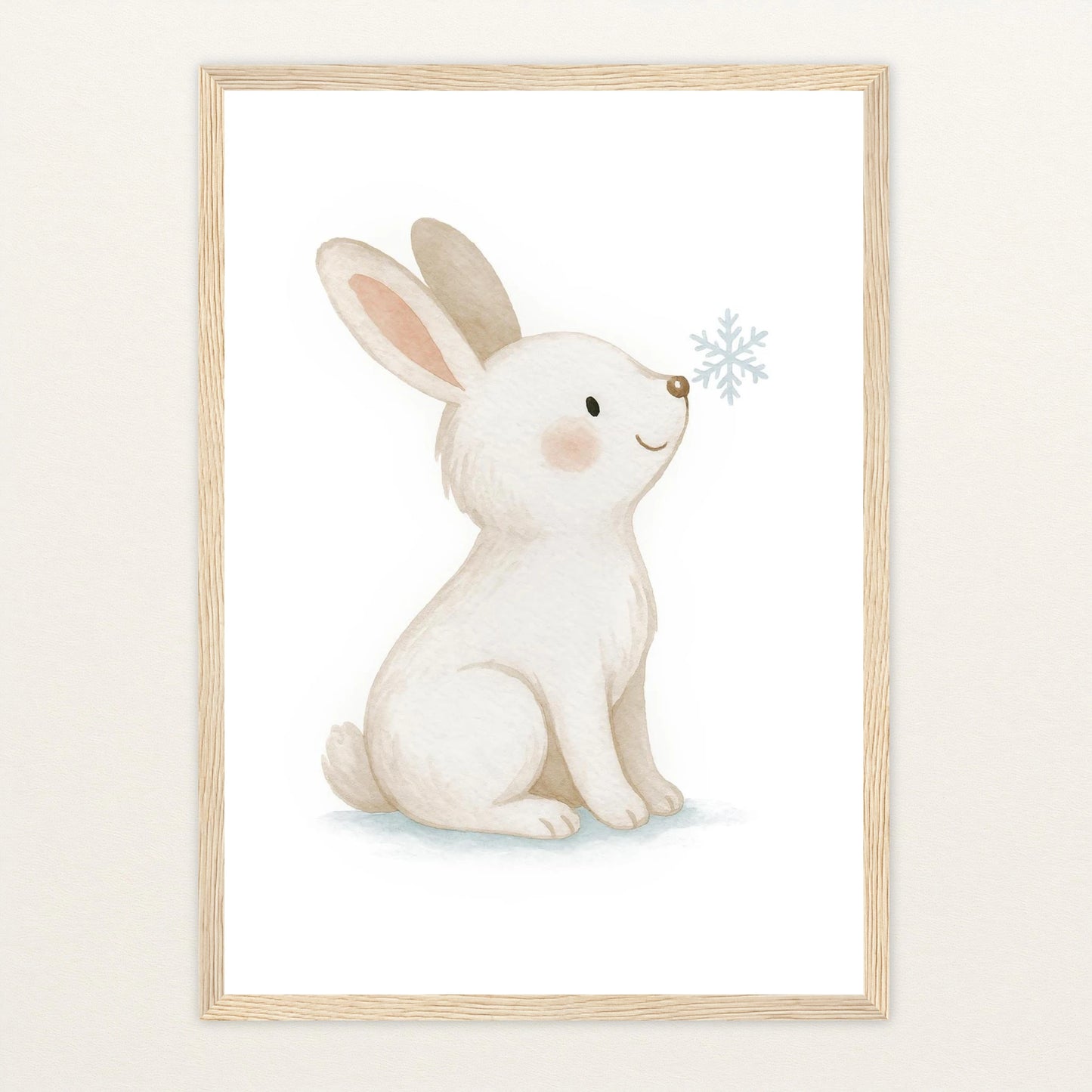 Sina der Schneehase Poster mit Holzrahmen von tinylearner