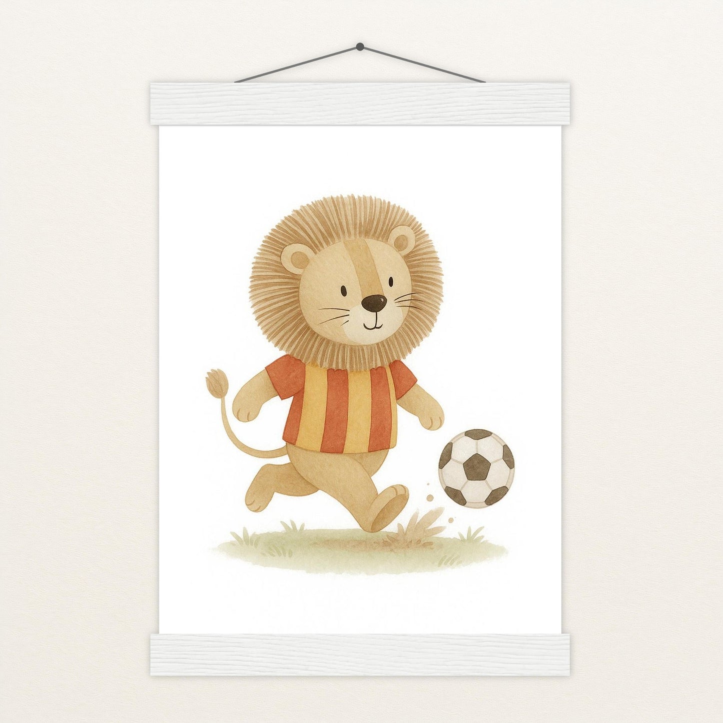 Leo der Löwe - Motiv: "Fußball" Poster mit Leisten von tinylearner