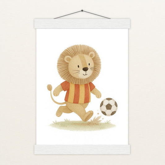 Leo der Löwe - Motiv: "Fußball" Poster mit Leisten von tinylearner
