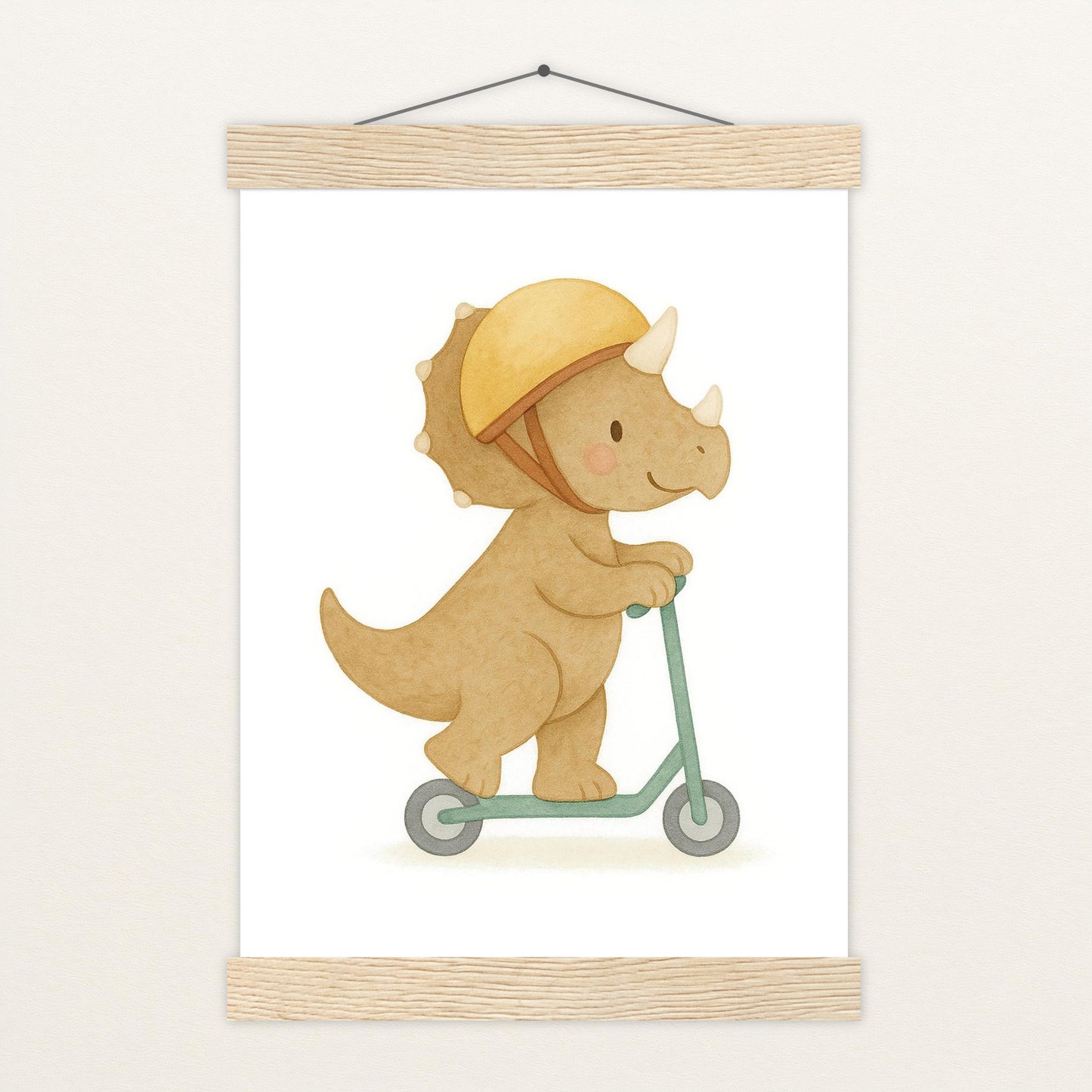 Dinosaurier Triceratops - Motiv: "Roller" Poster mit Leisten von tinylearner