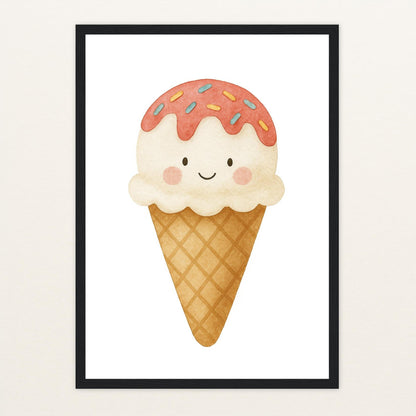 Süßes: Eiscreme Poster mit Holzrahmen von tinylearner