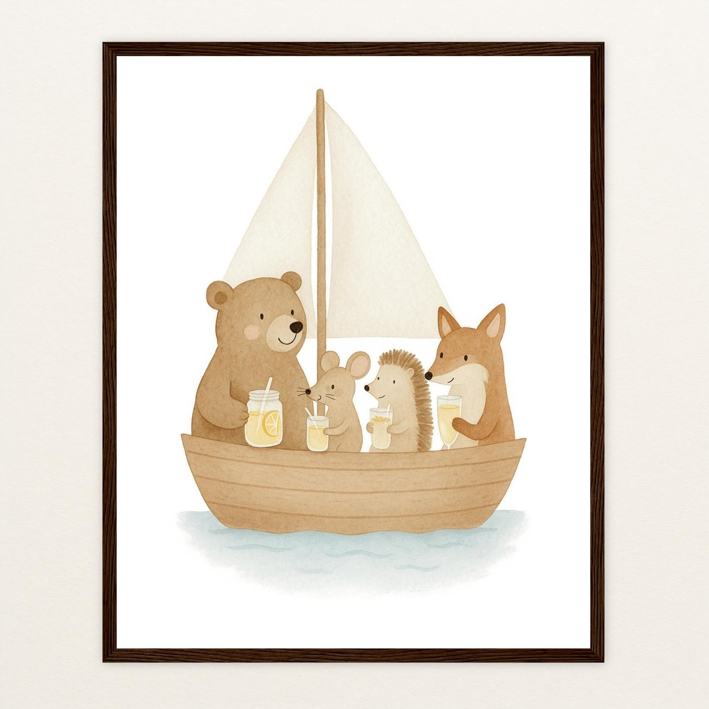 Tierfreunde - Motiv: "Segelschiff" Poster mit Holzrahmen von tinylearner