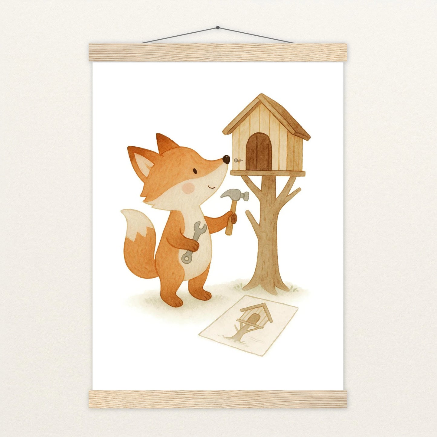 Finnegan der Fuchs - Motiv: "Baumhaus" Poster mit Leisten von tinylearner
