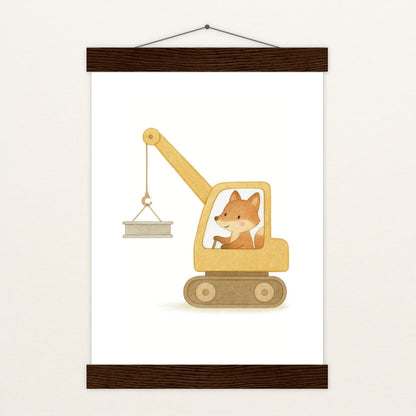 Finnegan der Fuchs - Motiv: "Kran" Poster mit Leisten von tinylearner