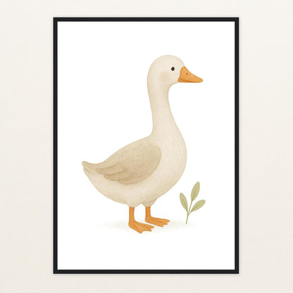 Gusi die Gans Poster mit Holzrahmen von tinylearner