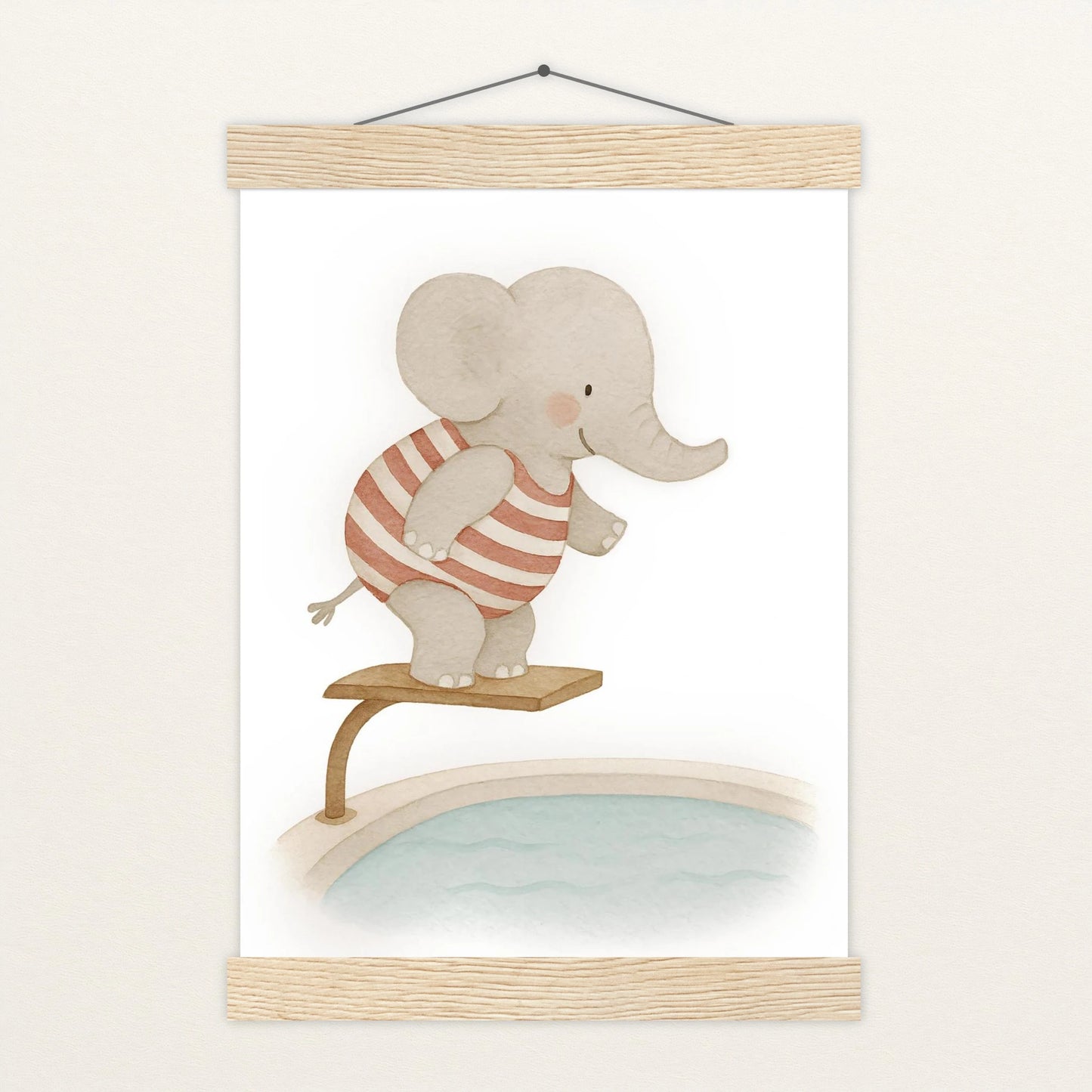 Emil der Elefant - Motiv: "Pool" Poster mit Leisten von tinylearner