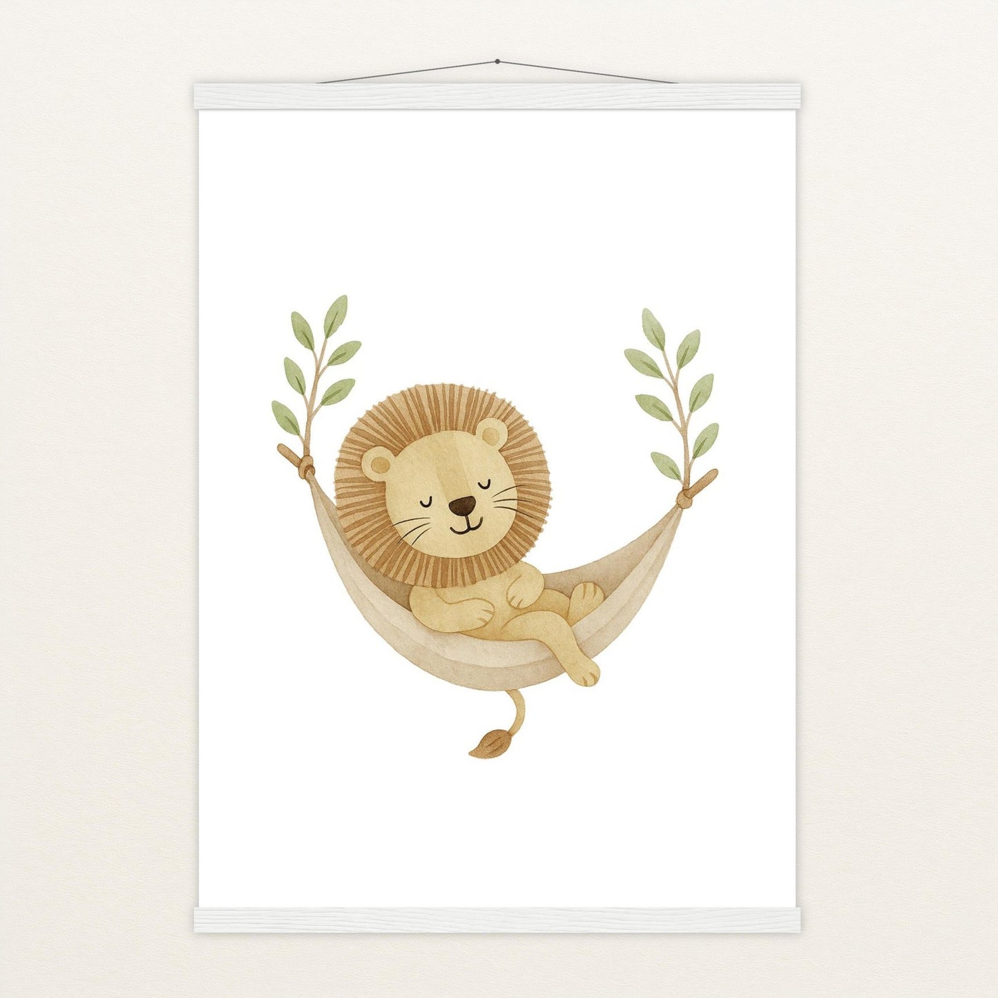 Leo der Löwe - Motiv: "Hängematte" Poster mit Leisten von tinylearner