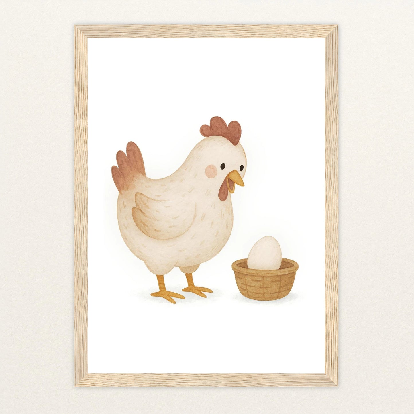 Hanni das Huhn - Motiv: "Ei" Poster mit Holzrahmen von tinylearner