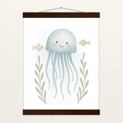 Quinn die Qualle Poster mit Leisten von tinylearner