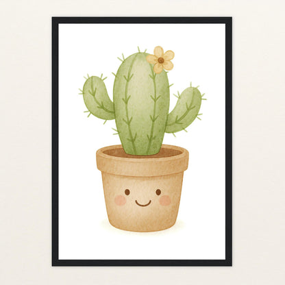 Kaktus Poster mit Holzrahmen von tinylearner