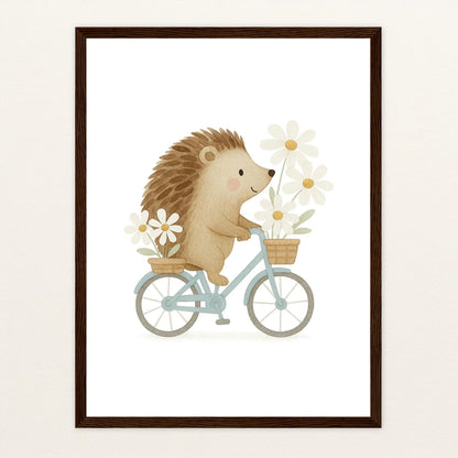 Iggi der Igel - Motiv: "Frühling" Poster mit Holzrahmen von tinylearner