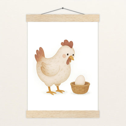 Hanni das Huhn - Motiv: "Ei" Poster mit Leisten von tinylearner