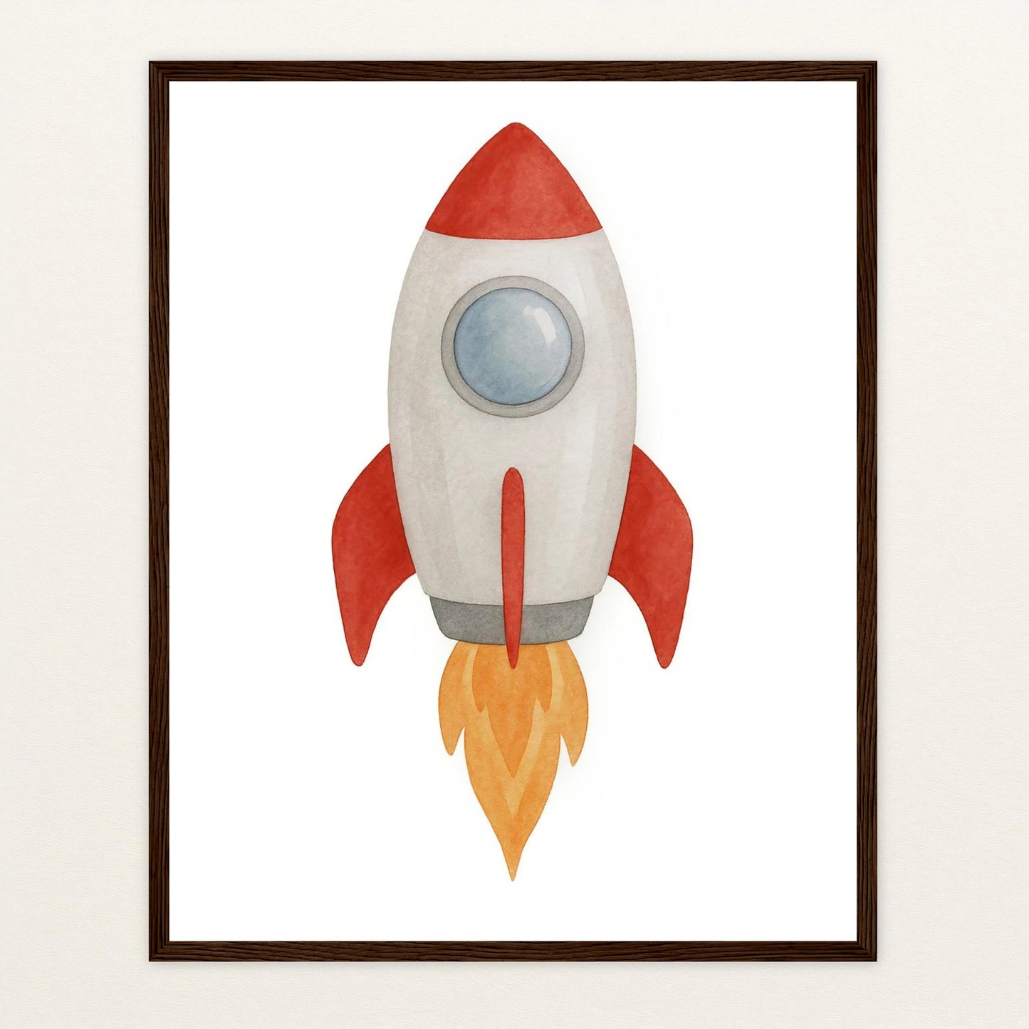 Rakete Poster mit Holzrahmen von tinylearner