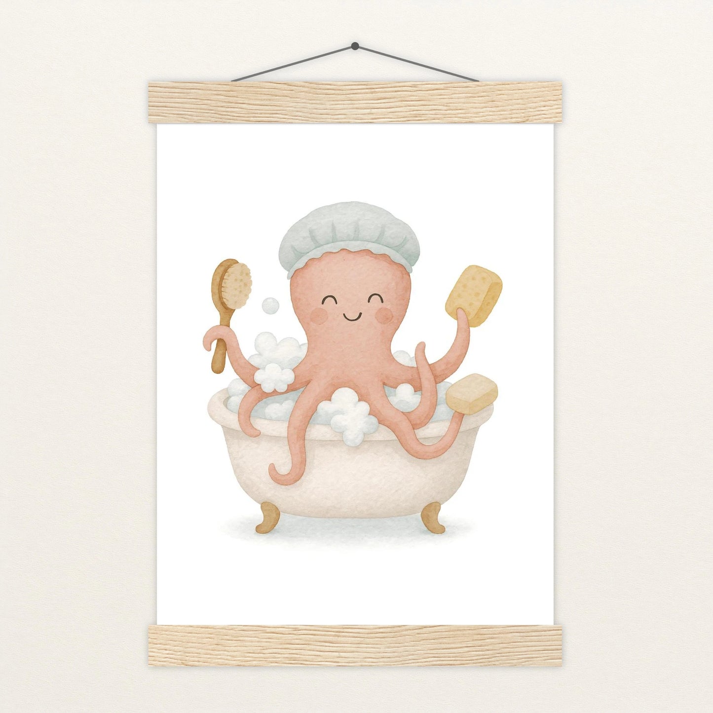 Tilli der Tintenfisch - Motiv: "Baden" Poster mit Leisten von tinylearner