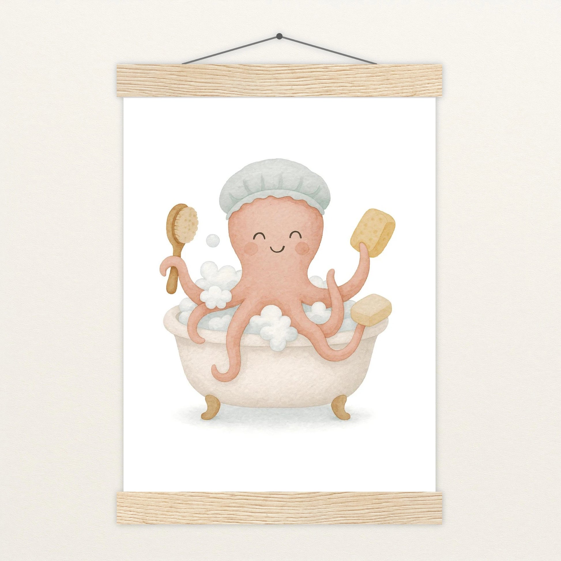 Tilli der Tintenfisch - Motiv: "Baden" Poster mit Leisten von tinylearner