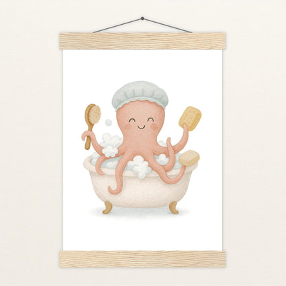 Tilli der Tintenfisch - Motiv: "Baden" Poster mit Leisten von tinylearner