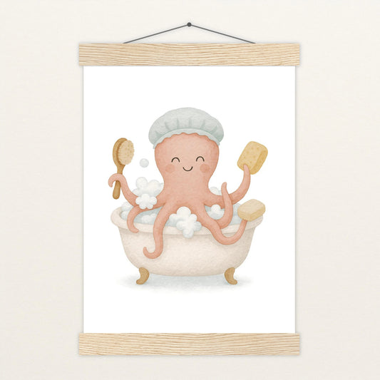 Tilli der Tintenfisch - Motiv: "Baden" Poster mit Leisten von tinylearner