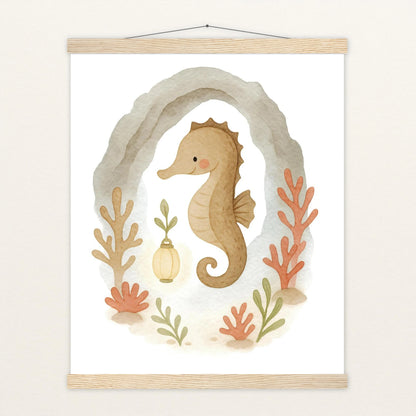 Suri das Seepferdchen - Motiv: "Höhle" Poster mit Leisten von tinylearner