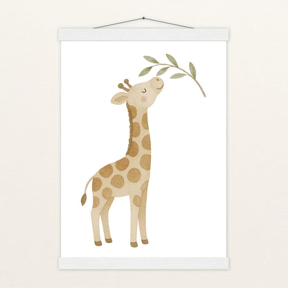 Greta die Giraffe - Motiv: "Blätter" Poster mit Leisten von tinylearner