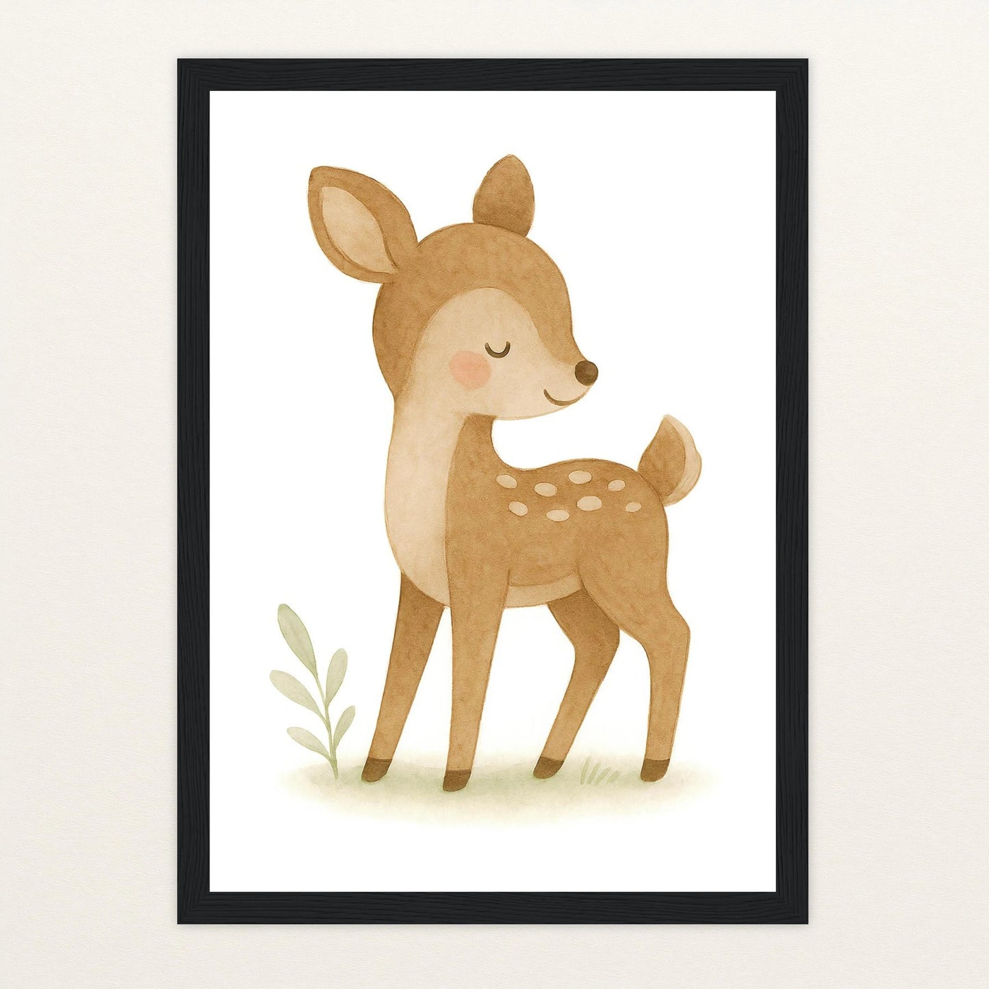 Ria das Reh Poster mit Holzrahmen von tinylearner