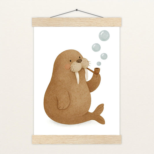 Wally das Walross - Motiv: "Blubbern" Poster mit Leisten von tinylearner