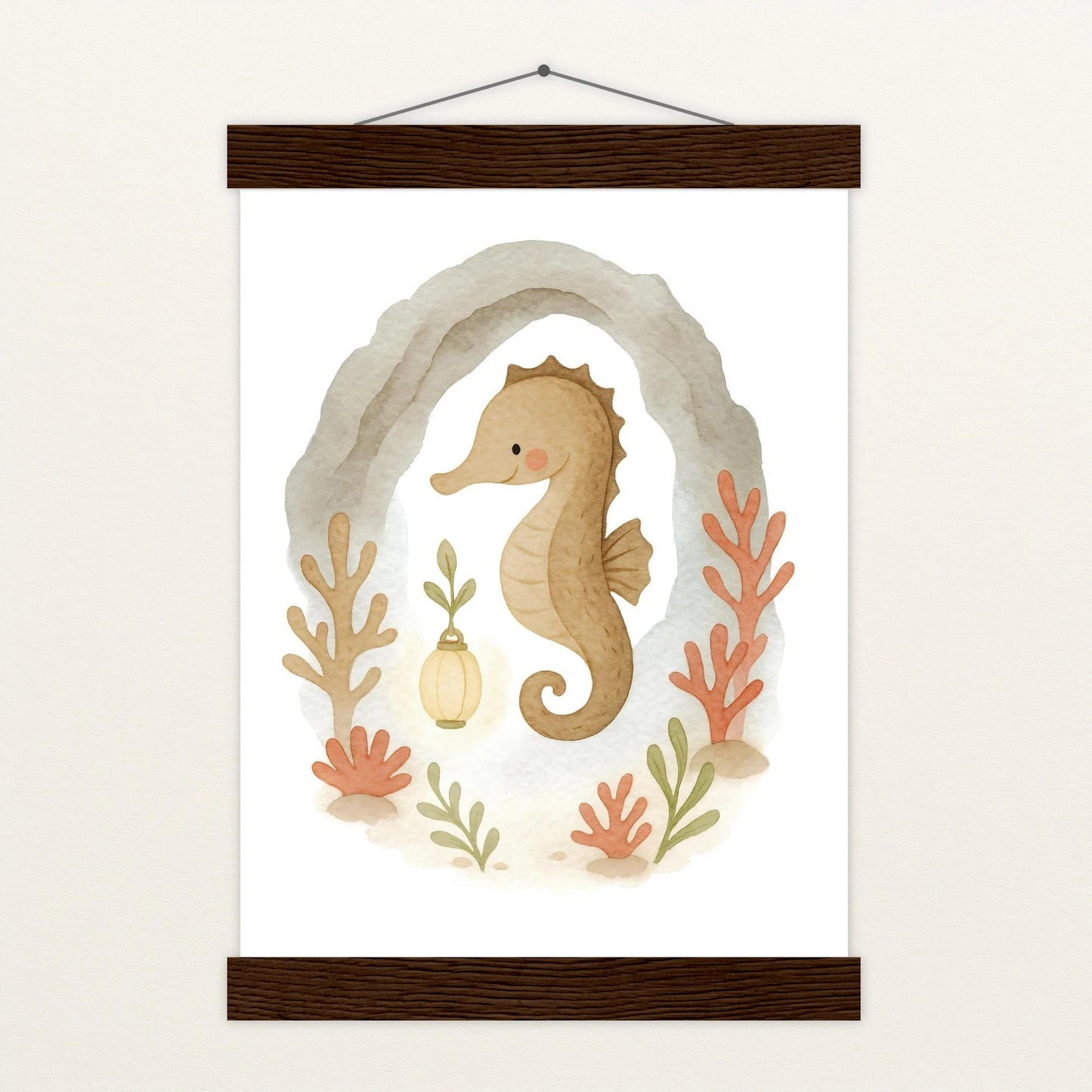 Suri das Seepferdchen - Motiv: "Höhle" Poster mit Leisten von tinylearner