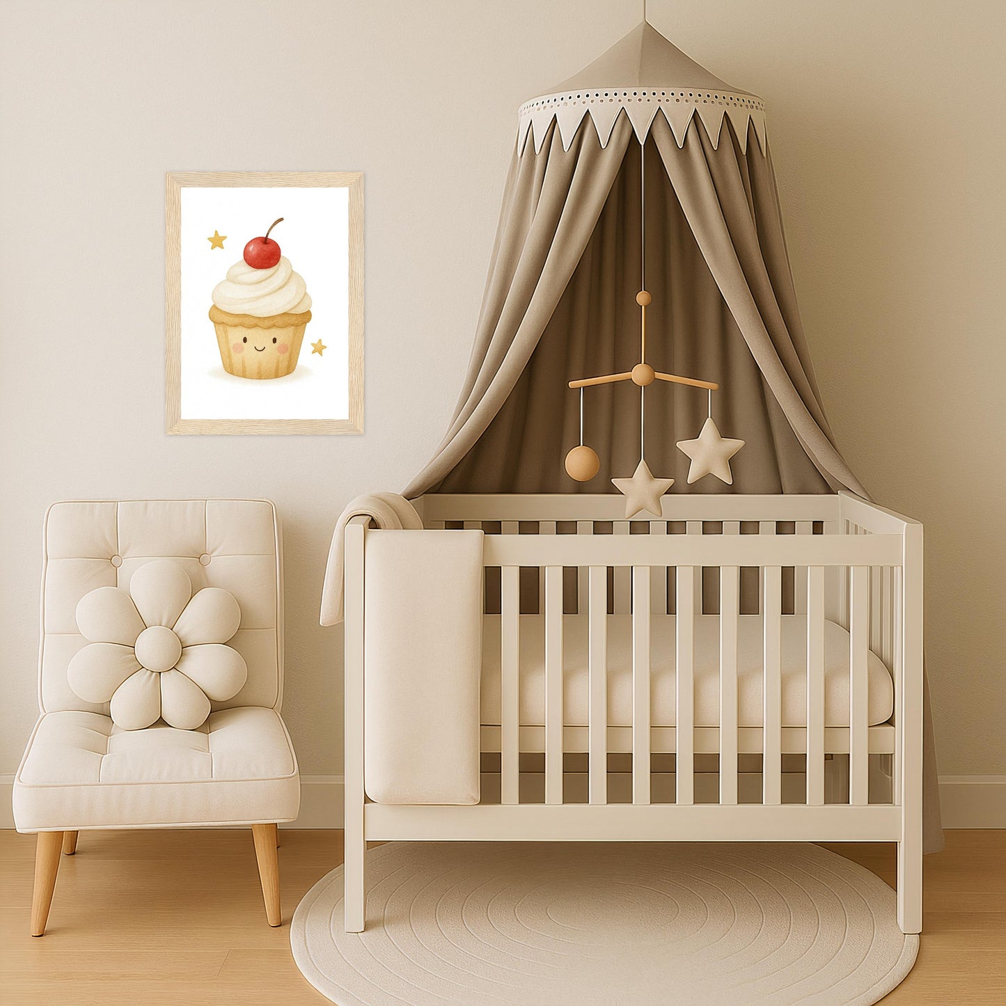 Süßes: Cupcake Poster mit Holzrahmen von tinylearner