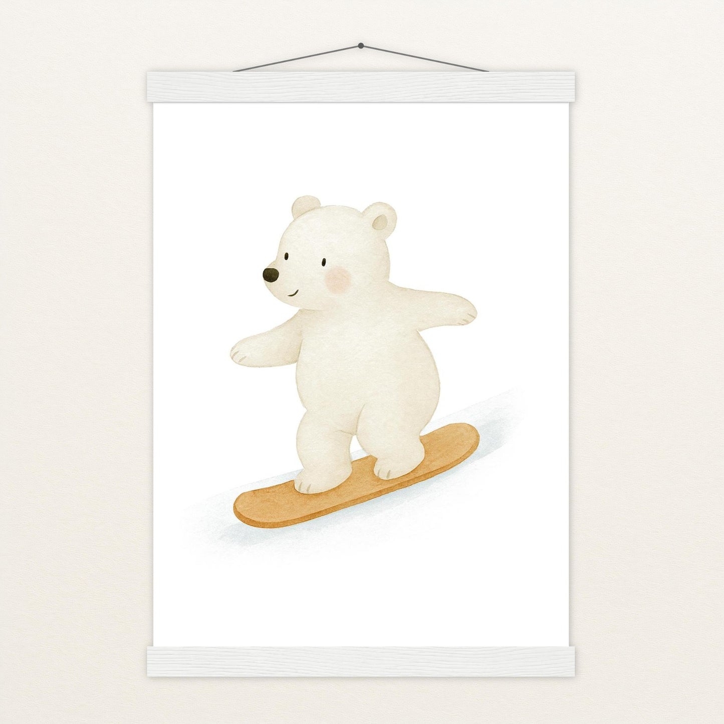 Pummel der Polarbär - Motiv: "Snowboard" Poster mit Leisten von tinylearner