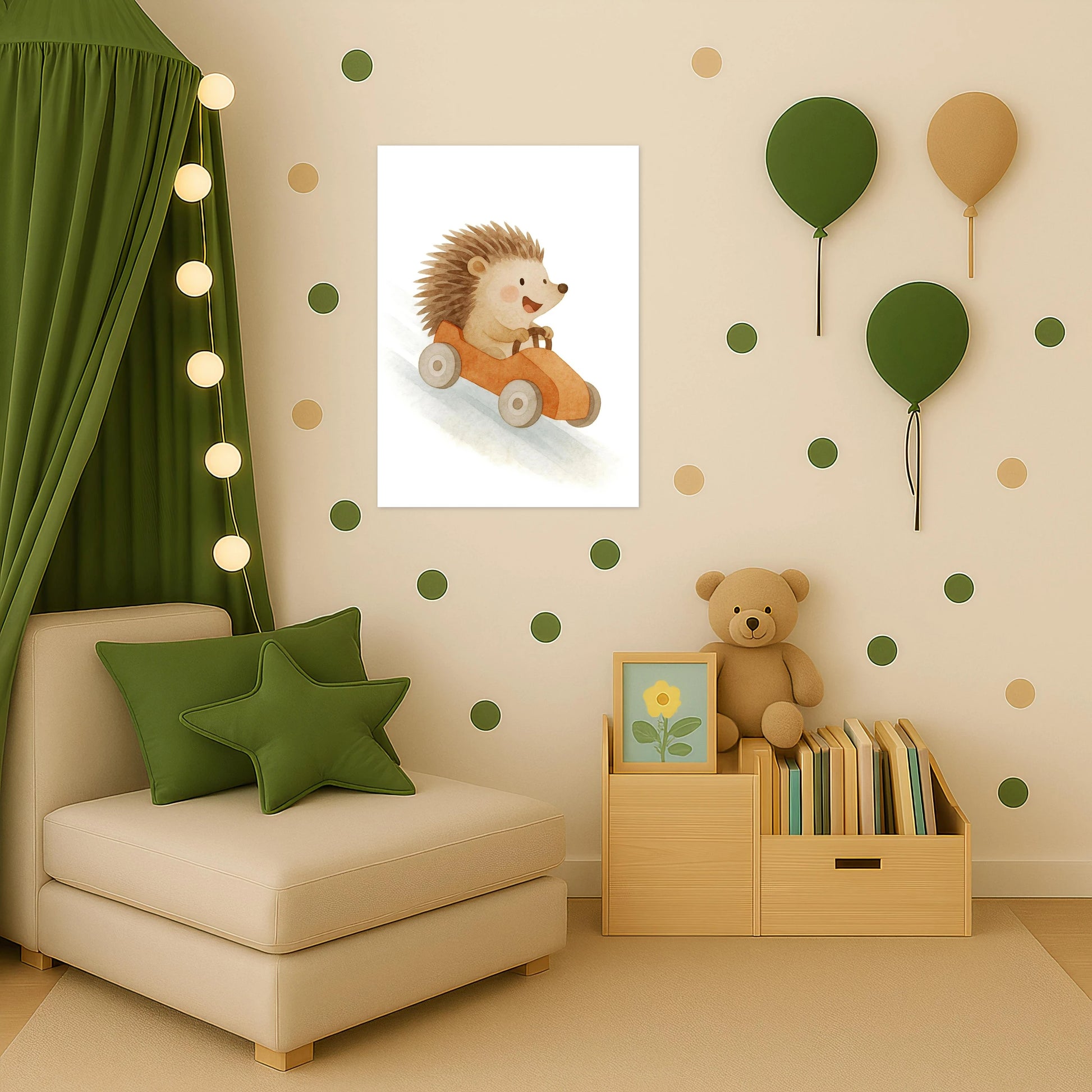 Iggi der Igel - Motiv: "Rennwagen" Poster von tinylearner