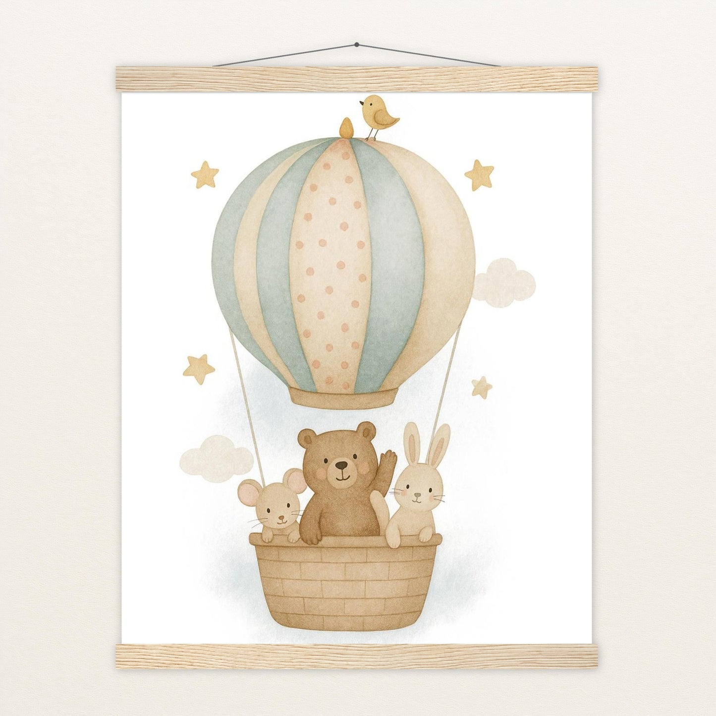 Tierfreunde - Motiv: "Heißluftballon" Poster mit Leisten von tinylearner