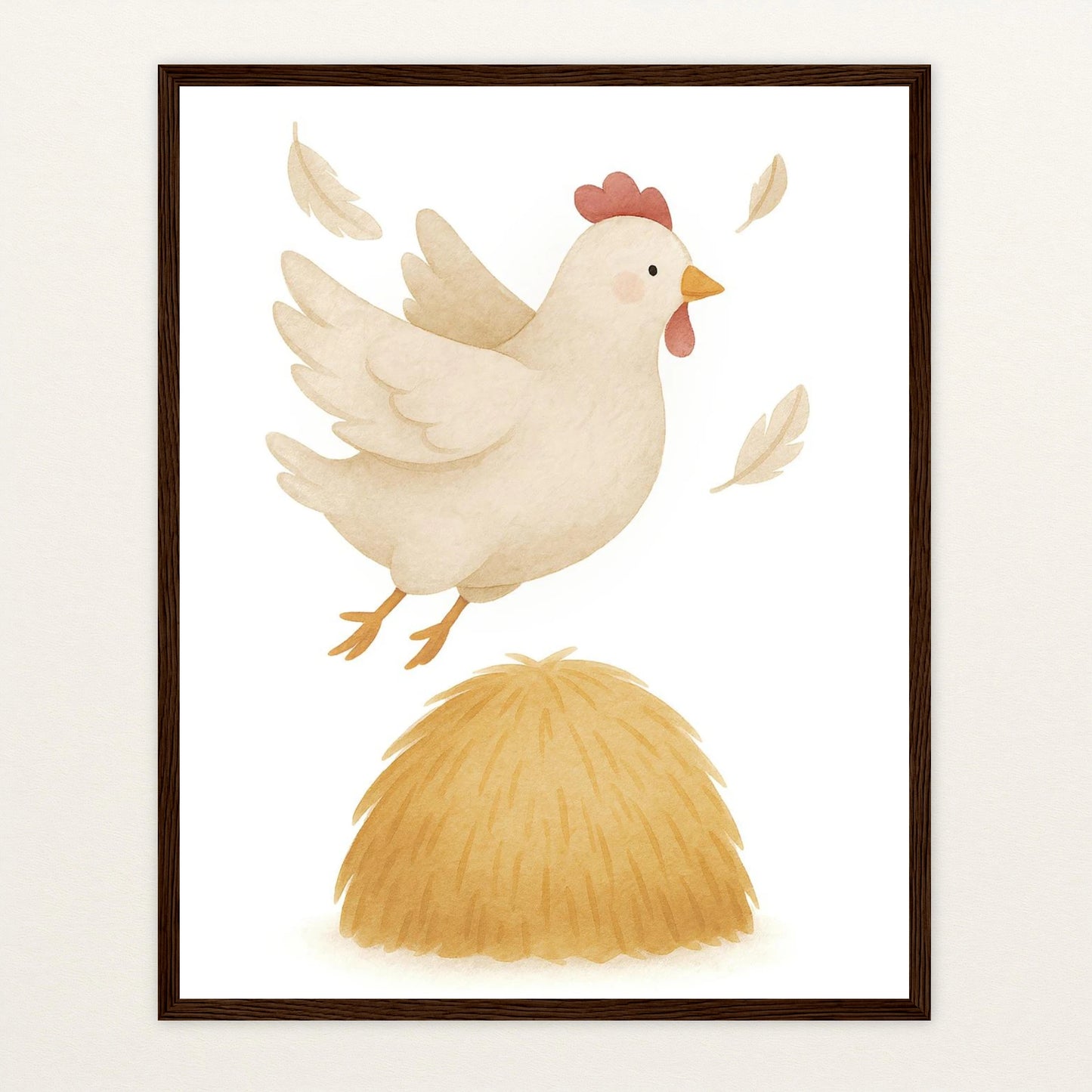 Hanni das Huhn - Motiv: "Heu" Poster mit Holzrahmen von tinylearner