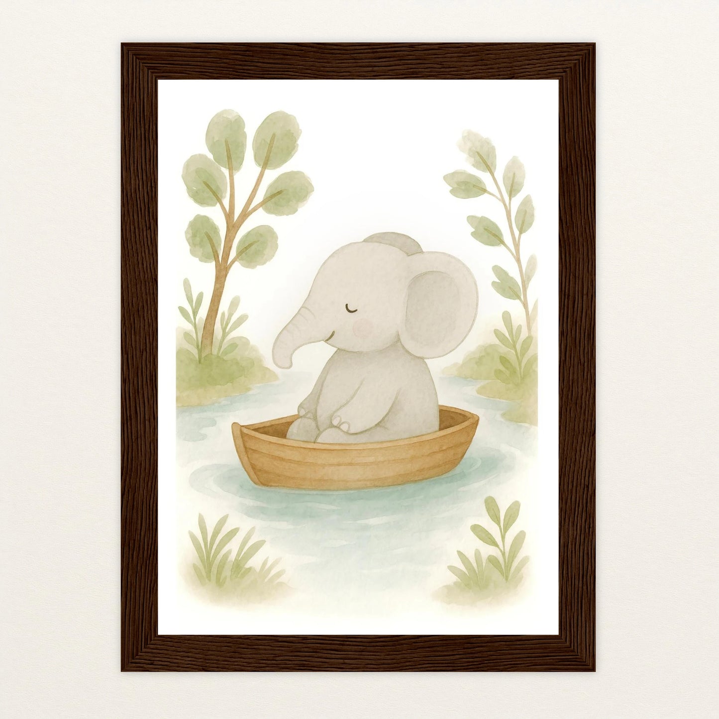 Emil der Elefant - Motiv: "Boot" Poster mit Holzrahmen von tinylearner