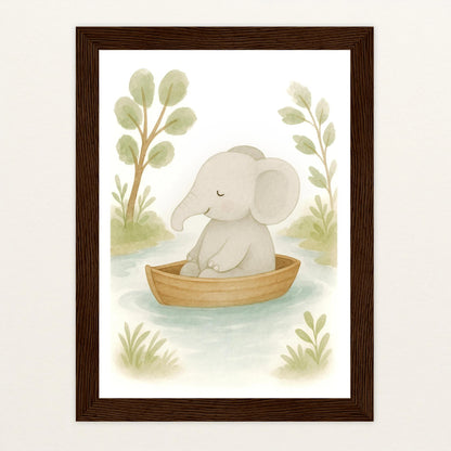 Emil der Elefant - Motiv: "Boot" Poster mit Holzrahmen von tinylearner