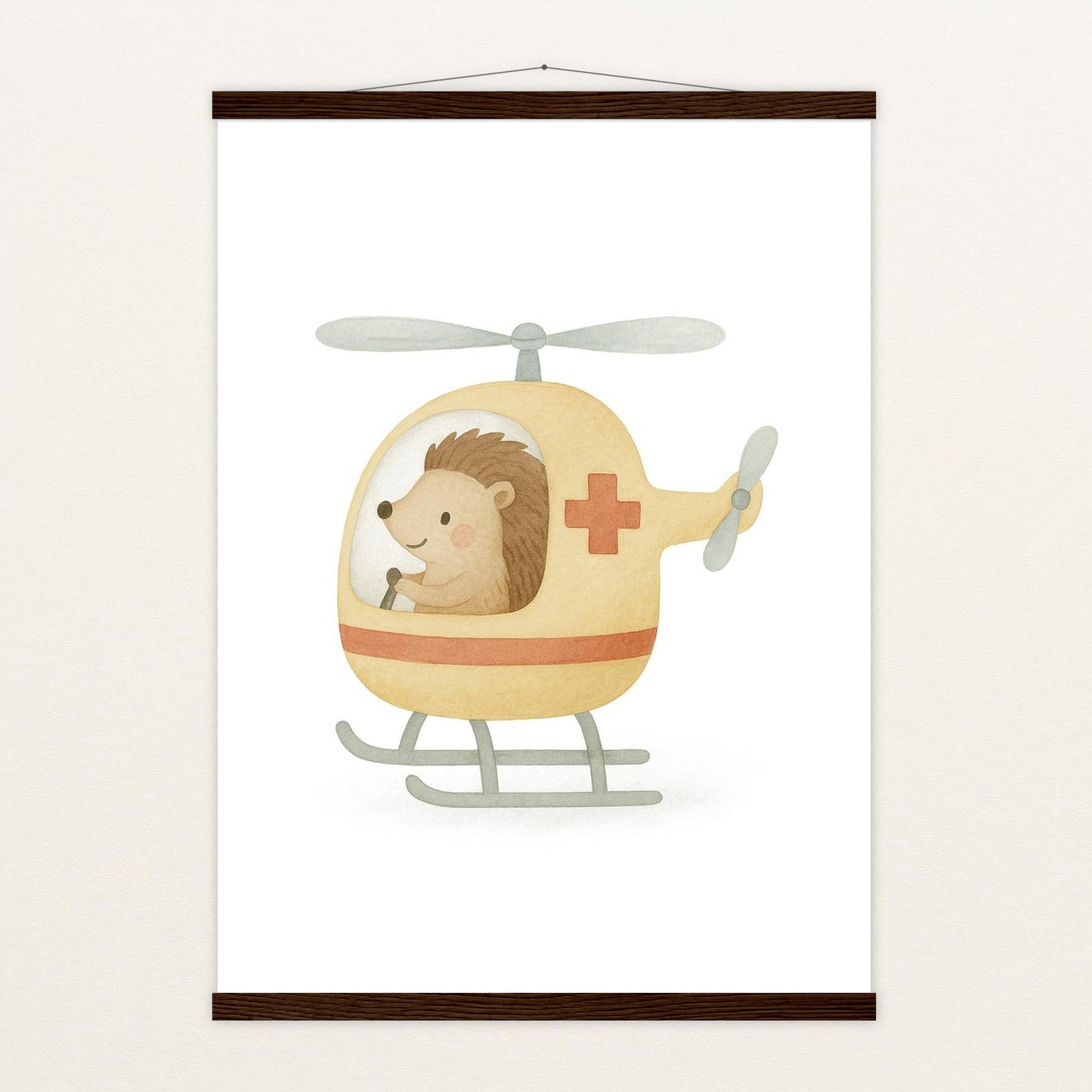 Iggi der Igel - Motiv: "Rettungshubschrauber" Poster mit Leisten von tinylearner